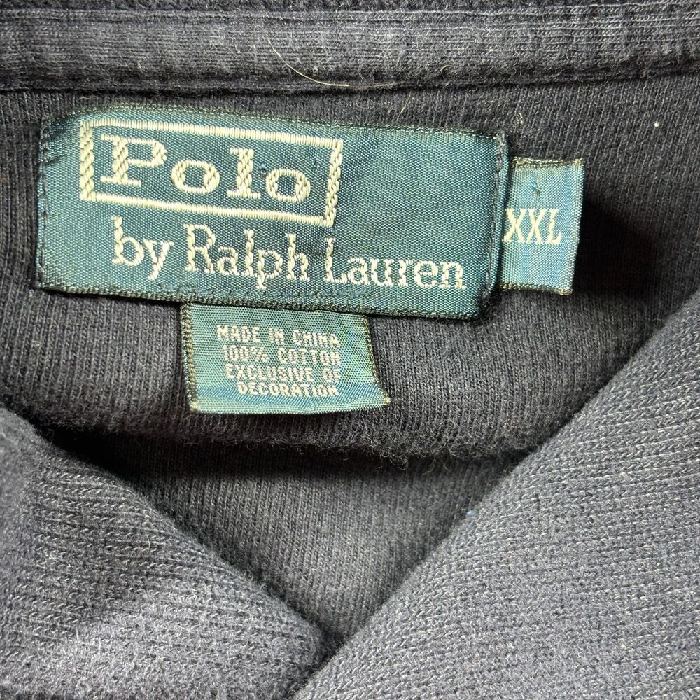 Polo Ralph Lauren Men Shawl Neck Pullover Sweater Cotton Preppy Navy Blue XXL - Picture 7 of 8